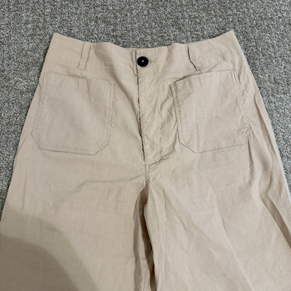Maeve The Colette Wide Leg Cropped Pants Beige Linen Blend Size 32 - Picture 2 of 9